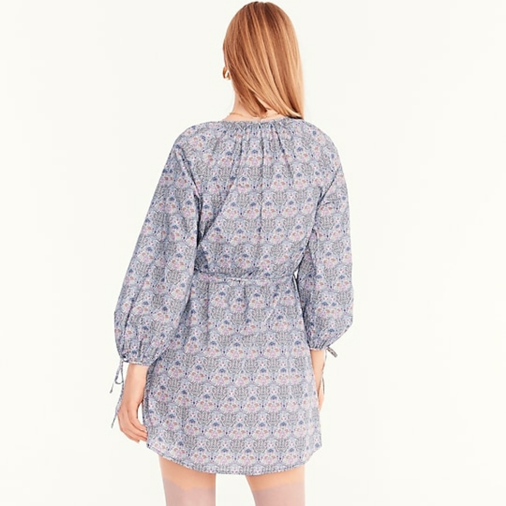 Tie-sleeve button-front organic cotton dress in Liberty® L BG129 NWT SOLD OUT - Picture 4 of 12